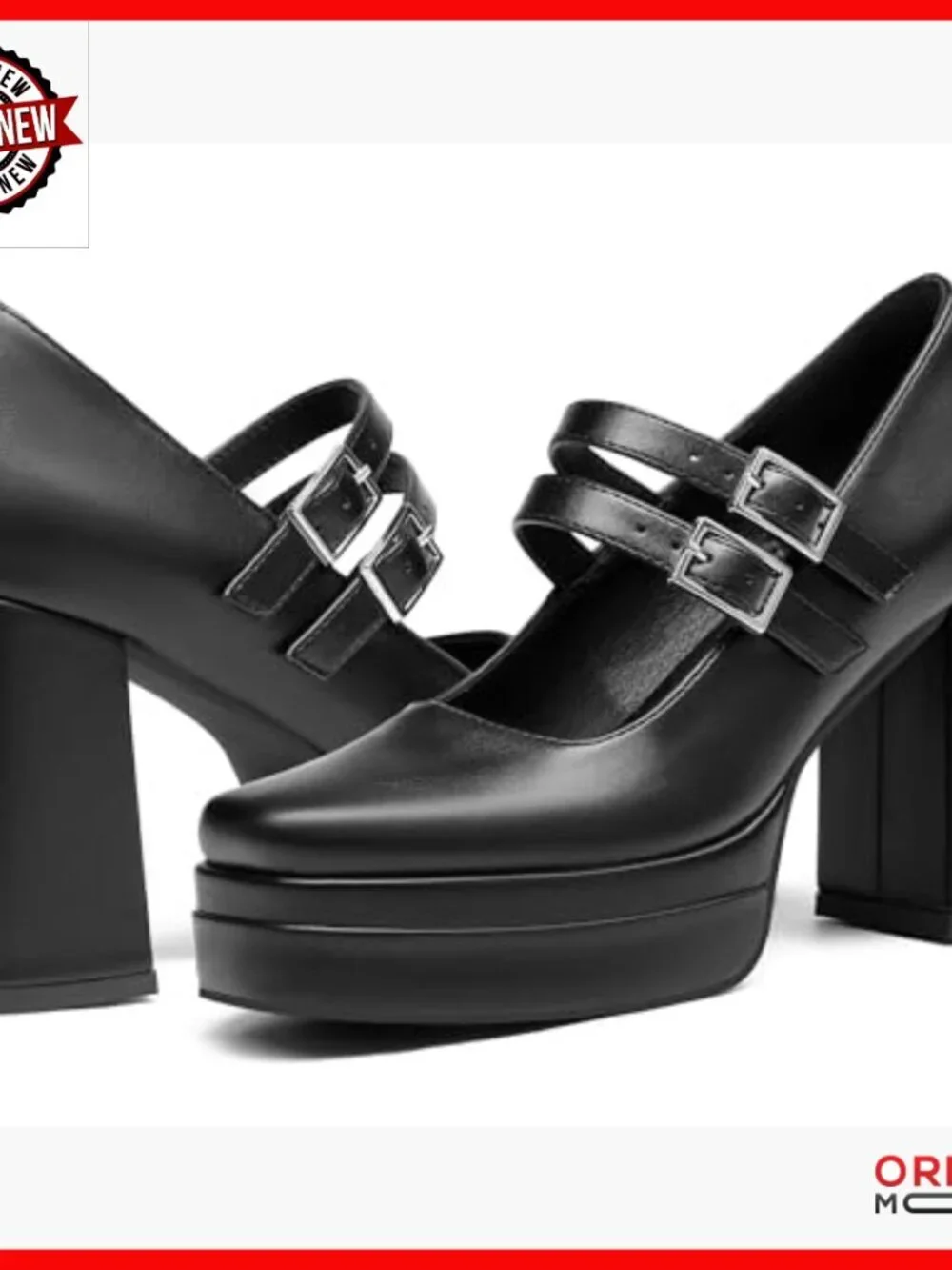 Platform Mary Jane Pumps Chunky Block Heel Square Toe Two Strap Sandals